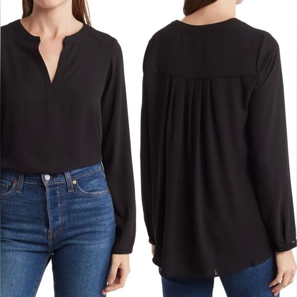 Pleione from Nordstrom Dressy Black Blouse - Picture 1 of 7